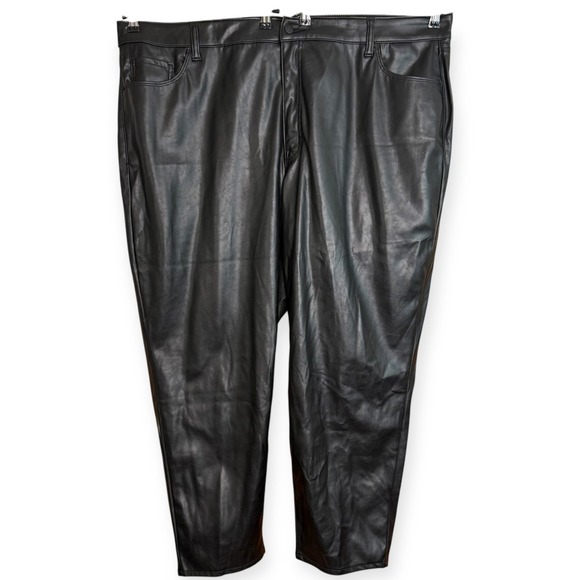 Old Navy Pants - Old Navy Plus Size 24 Black Faux Leather High Rise O.G. Straight Leg Pants